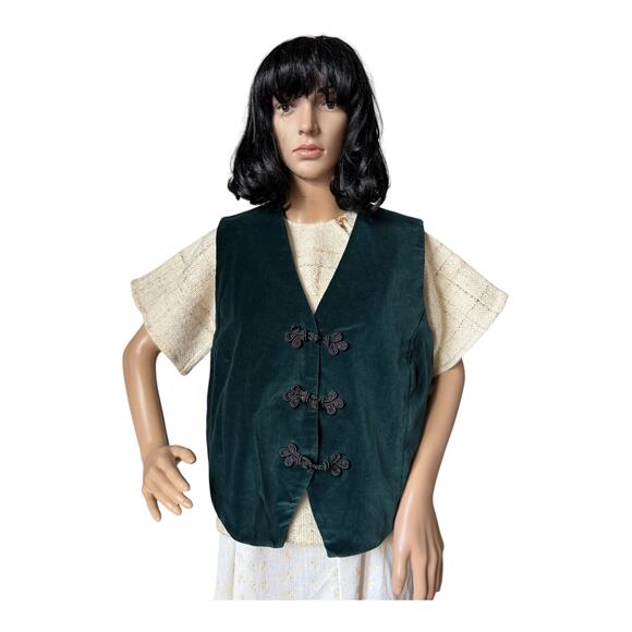 Handwoven by Gretchen one of one top shoulder button close tan cream size S - Picture 15 of 16